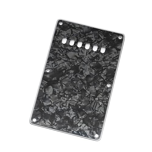 Musiclily 6 Hole ST Back Plate Tremolo Cavity Cover for China Squier Electric Guitar 4Ply Black Pearl - Image 3