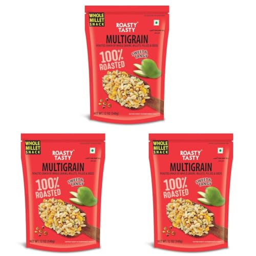 Image of Roasty Tasty Multigrain Diet Mixture - Palm Oil Free for Kids - Millet Namkeen - Healthy Snacks for All - Roasted with Millets & Seeds - No Onion No Garlic Namkeens - 340 G (Pack of 3)