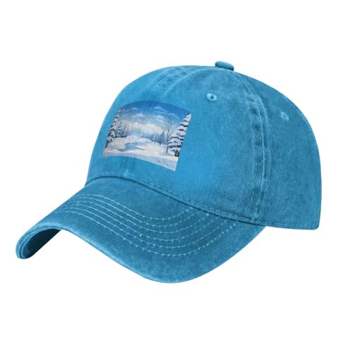 WHJSSF Cappello da baseball nero per adulti con immagine di paesaggio invernale per uomini e donne sport viaggi uso
