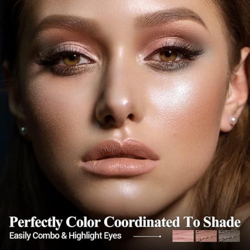 LUXAZA 6PCS Cream Eyeshadow Stick Makeup Sets, Neutral Red brown Eyeshadow Pencil,Metallic And Matte Shimmer Eye Shadow Eye Brightener Stick Pencil Crayon, A06-Pink Neutral - Thumbnail 3