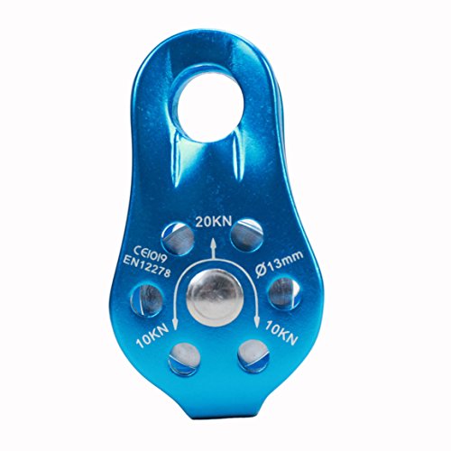 Geelife 20KN Micro Climbing Pulley General Purpose Small Aluminum Rope Pulleys for Rescue/Aloft Work/Rappelling Etc. (Blue, Single Pulley)