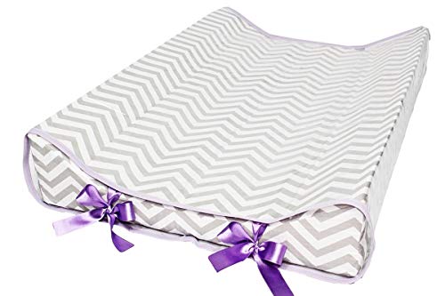 Trocador Casa Roque Americano chevron Cinza + capa plastica lilas