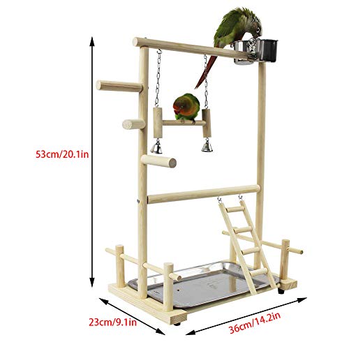 Parrots Playstand Bird Playground Wood Perch Gym Stand Playpen Ladder with Toys Exercise Playgym for Conure Lovebirds