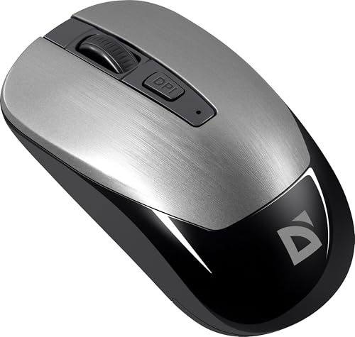 Defender® Wave Souris sans fil – 2,4 GHz sans fil, touches silencieuses, 1600 DPI, capteur optique, ergonomique, ultra légère 50 g, pieds coulissants PTFE, design symétrique, gris, pour PC, ordinateur