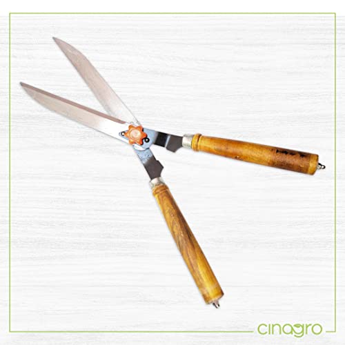 Image of Cinagro (Set of 3) Stainless Steel Gardening Tools, Pack of Hedge Shears with Wooden Handles, Pruning Shears and Gardening Scissors with Gloves, Sharp Blades for Easy Cutting (Multicolor)