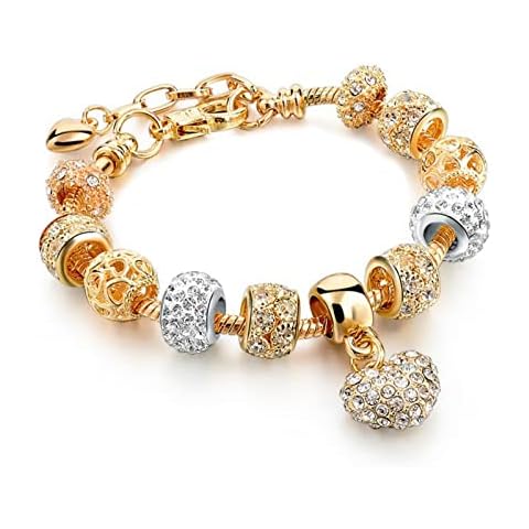 HMBSTST Gold Charm Bracelets with Diamond Star Charm - Crystal Diamond Bracelets for Women - Cushion-Cut Diamonds with Flower Patterns - Lovely Present for Women Cover