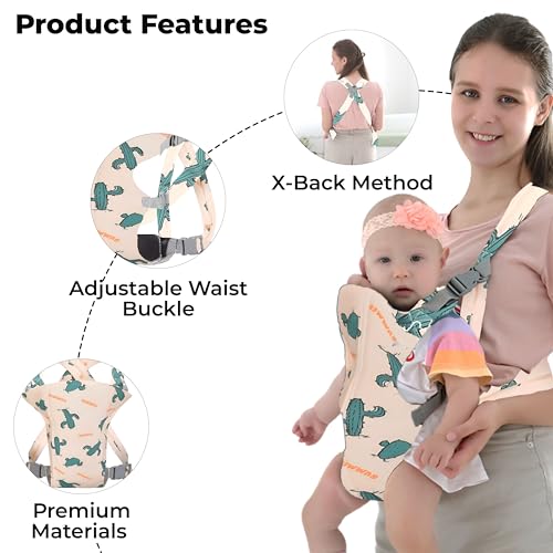 Image of Bembika Baby Carrier Newborn to Toddler with Multiple Positions Infant Carrier Soft Baby Holder Kangaroo Bag Sling Carrier All Seasons - Cactus