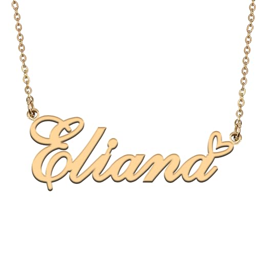 Collier prénom personnalisé en or avec pendentif cœur Eliana pour femme