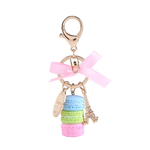 Preisvergleich Produktbild Walfront Bunte Nette Macaron Keychain Ring Eiffelturm Macaron Charme Schlüsselbund Tasche Geldbörse Dekoration für Kinder Geburtstagsgeschenk(Lila)