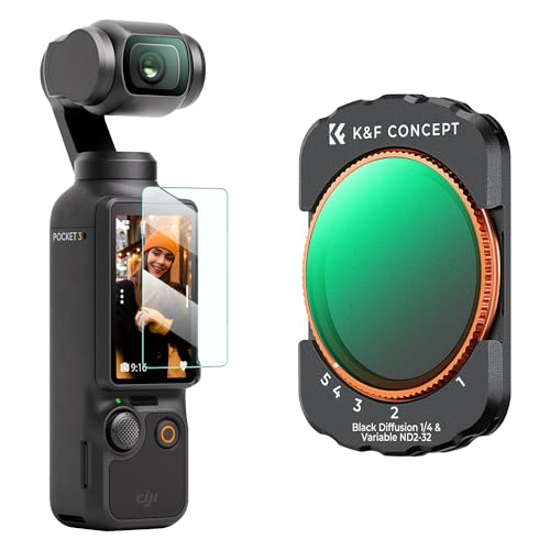 K&F CONCEPT OSMO Pocket 3 Filtro Magnetico, Kit Filtri Magnetici Black Mist 1/4+ ND2-32 Filtro Magnetico Filtro ND Black Diffusion Compatibile con DJI Osmo Pocket 3(Alluminio)