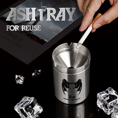 Maspriv Gothic Scented Candle For Men - Rich Manly Scents, 50+ Hours Burn Time, 76.5X92Mm, Stainless Steel Tin With Popular Designs. Ideal Gift For Him - Pepper & Cedarwood #TOP4