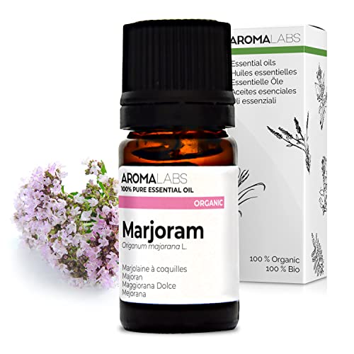 Mejorana Dulce BIO (Origanum majorana) - 5 mL - Aceite Esencial Quimiotipado y Certificado AB - Sistema nervioso - Aroma Labs