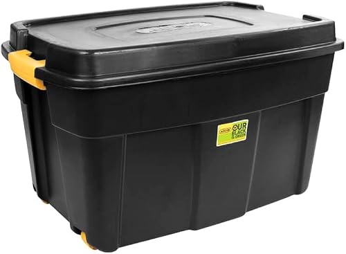 Addis Rough Tote 110L – Black | Heavy-Duty, Impact-Resistant Plastic, Tool Storage, High Capacity, Rugged Design