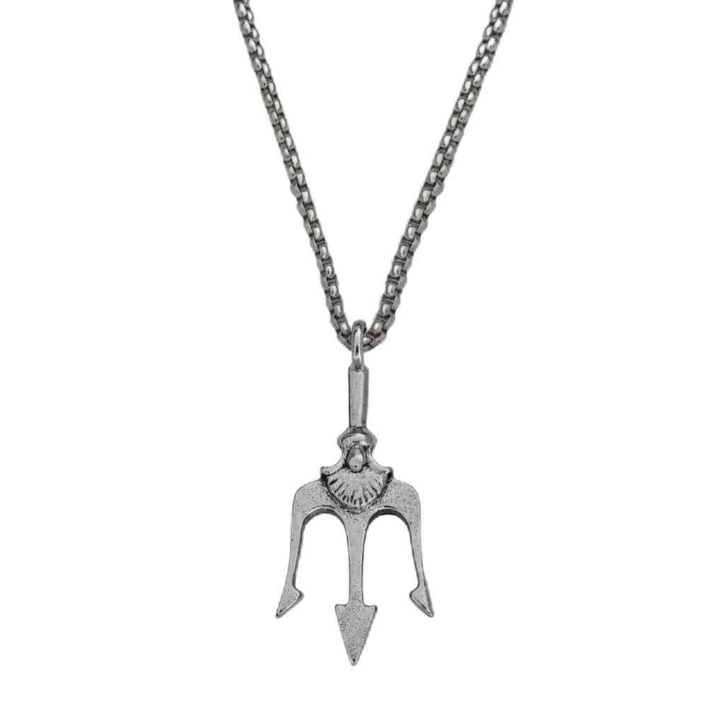 Silver-Toned Trishul Pendant Necklace with Chain | Metal Trident Charm | Spiritual & Fashion Jewelry for Men Silver SPnL202660-image-23