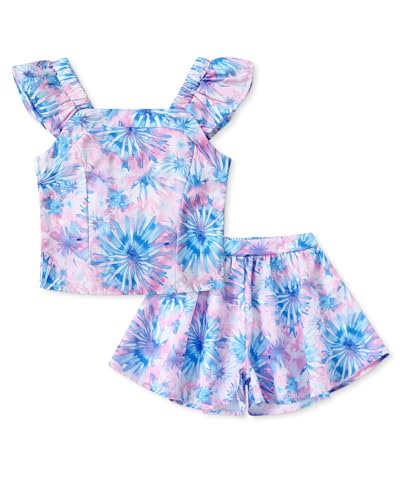 SOLOYEE Girls Summer Clothes 4T 5T Girl Outfits Print Ruffle