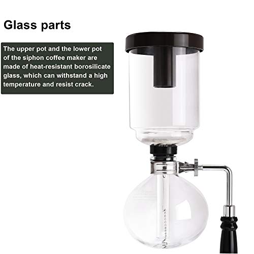 Lueur Glass Siphon Coffee Maker, Heat-Resistant 5-Cup Glass Siphon Coffee Maker With Reusable Cloth Filter, Vacuum Coffee Brewer Hot Tea Maker Machine For Home And Office #TOP3