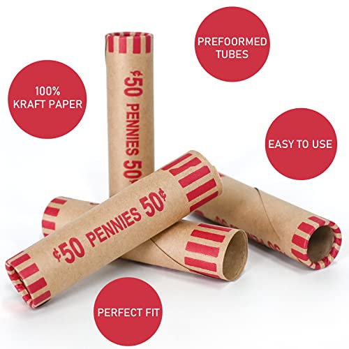 Image of LLIKED 100 PCS Preformed Coin Wrappers Rolls-Pennies