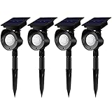 Solar Spot Lights Outdoor Spotlight: 4 Pack Auto On Off Dusk to Dawn 30 Lumen Waterproof 180°...