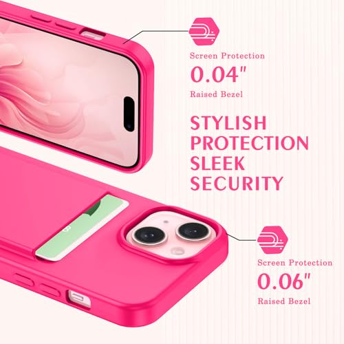 Petocase for iPhone 15 Plus Wallet Case Card Holder Slot Slim Fit Flexible TPU Gel Rubber Soft Skin Silicone Protective Phone Case Cover for Apple iPhone 15 Plus 6.7 inch Hot Pink by Petocase - Used condition - US$10.41