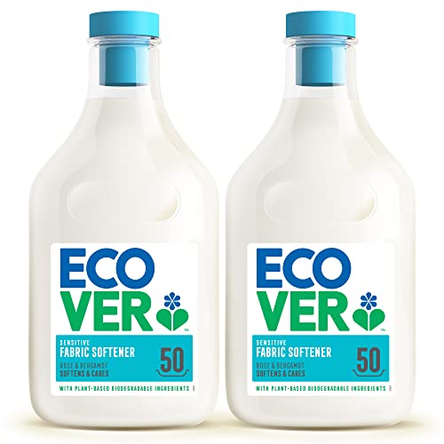 Image of Ecover Fabric Softener, Rose & Bergamot, 2 x 50 Washes, 2 x 1.5L (Pack of 2)