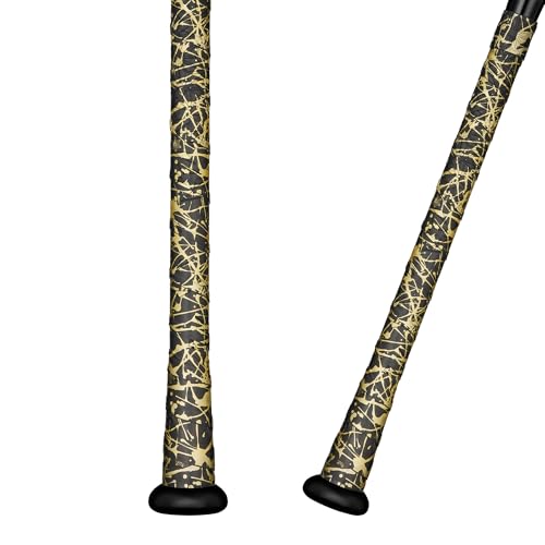 Supacaz Super Sticky Kush Gold Splat Baseball Bat Tape - Softball Bat Wrap - High Performance Pro Big League Bat Grip - 1.1mm