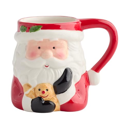 home&you - Kubek Gingersanta en dolomit, 360ml, tasse à café et thé, mug de Noël, décoration de table, cadeau de fête, pour boissons chaudes, 10.5x14.5x10cm - rouge