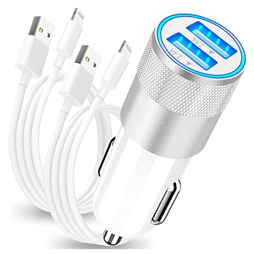 [Apple MFi Certified] iPhone Fast Car Charger, BARMASO 4.8A Dual USB Smart Power Rapid Car Charger with 2 Pack Lightning Cable Quick Car Charging for iPhone 14 13 12 11 Pro Max/XS/XR/SE/X/iPad/AirPods