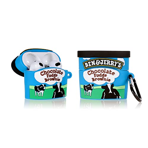 Derhom Airpods 3 Coque en Silicone Drôle Mignon Mode Peau de Couverture Souple de Bande Dessinée Compatible pour Apple Airpods 3 avec Porte-clés [Série de Boissons] (Benjerry)