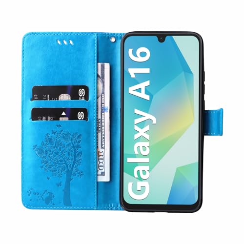 Hancda Phone Case for Samsung Galaxy A16 5G / A16 4G Leather Case with Tempered Glass Screen Protector Wallet with Card Holder Flowers Design Magnetic Case Flip Cover for Samsung A16 5G/4G,Blue Hancda Phone Case for Samsung Galaxy A16 5G / A16 4G Leather Case with Tempered Glass Screen Protector Wallet with Card Holder Flowers Design Magnetic Case Flip Cover for Samsung A16 5G/4G,Blue