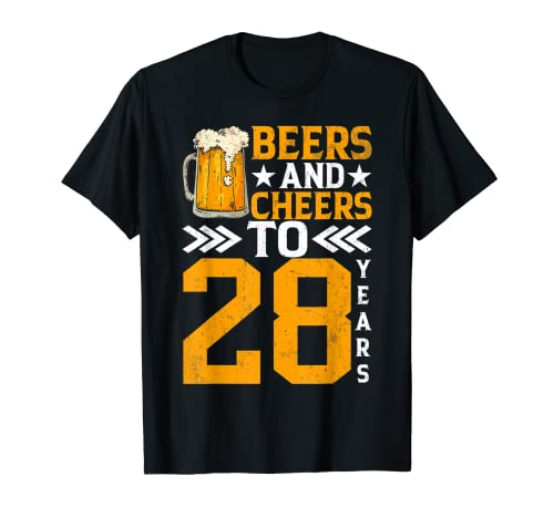 Taza de cerveza de 28 cumpleaños con cervezas y saludos a 28 años Camiseta