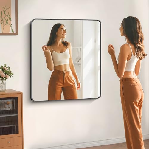 Image of DESBING 40 inch x 36 inchBathroom Mirror, Matte Black Wall Mirror with Metal Frame, Decorative Rectangular Vanity Mirror for Bedroom Bathroom Living Room Entryway (Horizontal /Vertical)