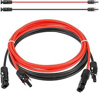 3M 12AWG 4mm² Solar Panel Extension Cable With M-C/4 Female and Male Connectors (10FT Red + 10FT Black)