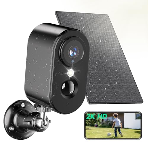 Tical 2K Telecamera Wi-Fi Esterno Senza Fili, Videocamera Sorveglianza Interno Wifi Batteria con Pannello Solare, Visione Notturna a Colori, Rilevazione di Movimento PIR, Audio a 2 Vie, IP66, SD/Cloud