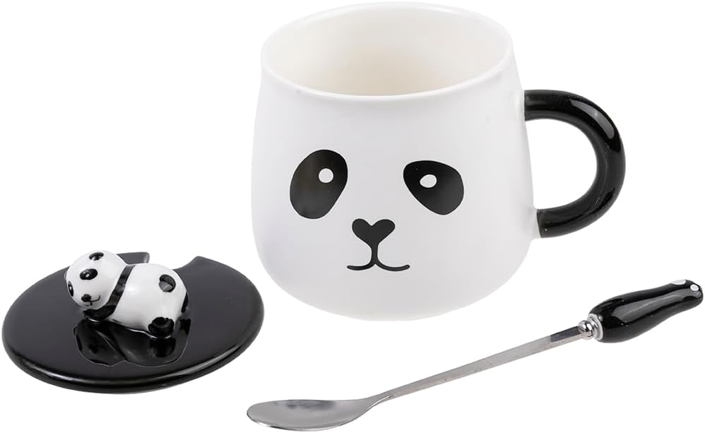 Funny Panda Mug - Panda Collection - 15oz - 3D Panda Lid Panda Paw Spoon - Porcelain Metal - Coffee, Tea, Chocolate, Cappuccino - Original Gift Idea - China Asia