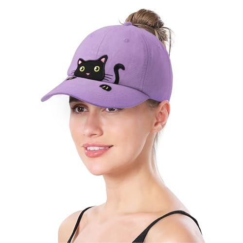 Gorra béisbol con bordado de gato para mujer miniatura 4