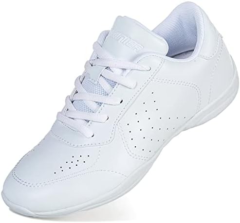 FUQIAO Girls White Cheer Shoes Women Lightweight Cheerleading Shoes Competition Sneakers White,1.5 Little Kid