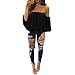 Produktbild iLPM5 Damen Mode Chiffon Solide Schulterfrei Oberteile 3/4 Ärmel Tops Beiläufig Sommer Herbst T-Shirt Rüschen Schaukeln BlusenSchwarzM