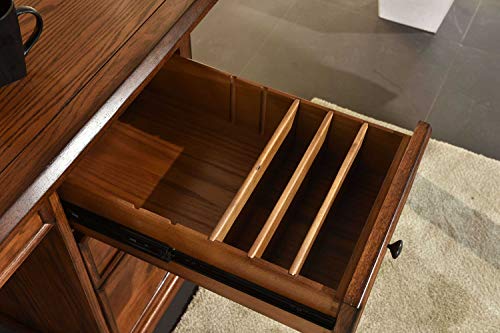 Country Marketplaces Solid Wood Oak Deluxe Executive Flat Top Desk 60Wx29Dx30H With Drawers And File Drawers Home Office Burnished Walnut Stain #TOP6