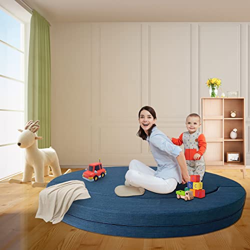 Anoner Stylish Sofa Bed Memory Foam With 2 Pillows Fold Out Futon Sleeper Chair Couch For Livingroom Guest Bed, Washable Cover, Dark Blue #TOP4