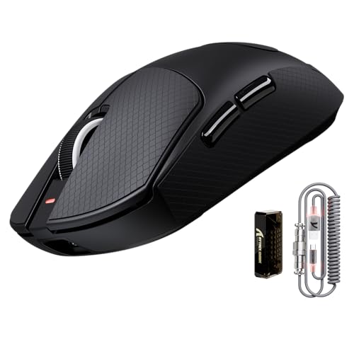 Image of ATTACK SHARK X8 Ultra Wireless Gaming Mouse, 42000 DPI PAW3950MAX Sensor, 8000Hz Optical Nordic 52840 Tri-Mode 2.4G /BT /Wired, 55g Lightweight Big Hand Ergonomic Mouse with Coiled Cable-Black&Tape