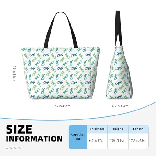 Large Beach Bags Water-resistant Sandproof - Cartoon Cute Lizard Gecko_B Cute Beach Tote Bags for Women with Zipper2