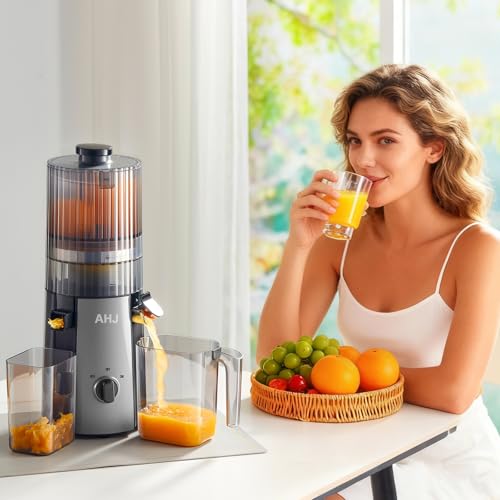 Extracteur de Jus Slow Juicer, Extracteur de Légumes et Fruits Pression Avec Remplissage 135 mm, 100% Sans BPA, Extracteurs Jus Lent avec 2 Verres,Facile à Nettoyer, pour Mariage & Anniversaire – Image 6