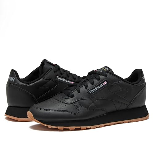 Reebok Classic Leather Girls & Boys Shoes for Kids, Toddler, Little Kid or Big Kid Sneakers, Black/Gum, 3.5 Big Kid