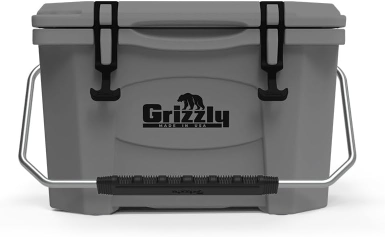 Grizzly 20 Cooler | 20 qt Ice Chest Durable Rotomolded Insulated | Made in USA | Warranty for Life | For Beach Boat Camping Fishing Hunting | G20