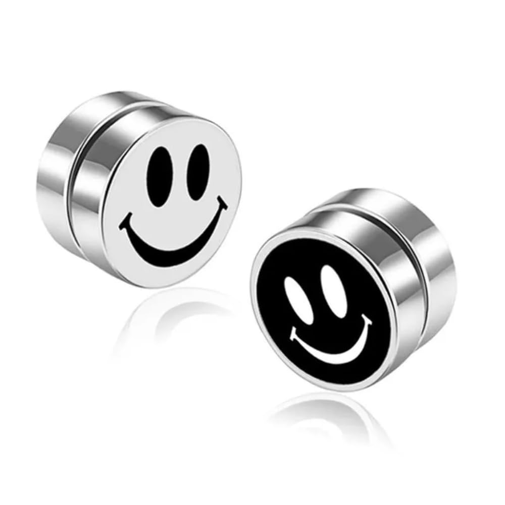 Via Mazzini 8mm Clip-On Magnetic No-Piercing Required Smiley Stud Earrings For Men And Women (ER2418) 2 Pcs (B0CRHP1DL9) Amazon Price History, Amazon Price Tracker