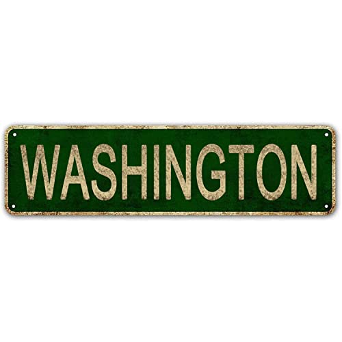 YOYUJU Washington Sign, America State Name Vintage Metal Tin Sign 4x16 Inch