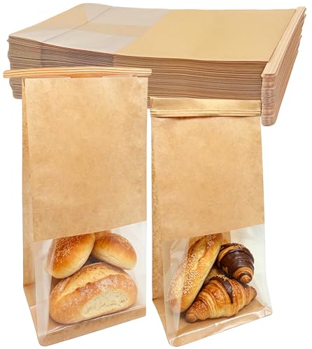 Jexila 50 Pack Small Bakery Bags with Window...