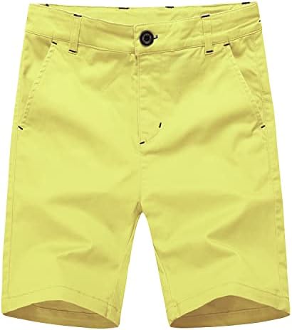 KID1234 Boys Shorts - Flat Front Shorts with Adjustable Waist,Chino Shorts for Boys 5-14 Years Yellow