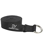 Everyday Yoga 10 Foot Yoga Strap D-Ring - Yoga Gear for Flexibility, Non-Slip Design Support, Deep Stretching & Mindful Practice - Black