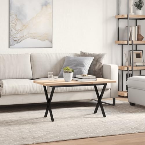Table basse en X pour salon meuble en bois véritable et métal convivial - 4